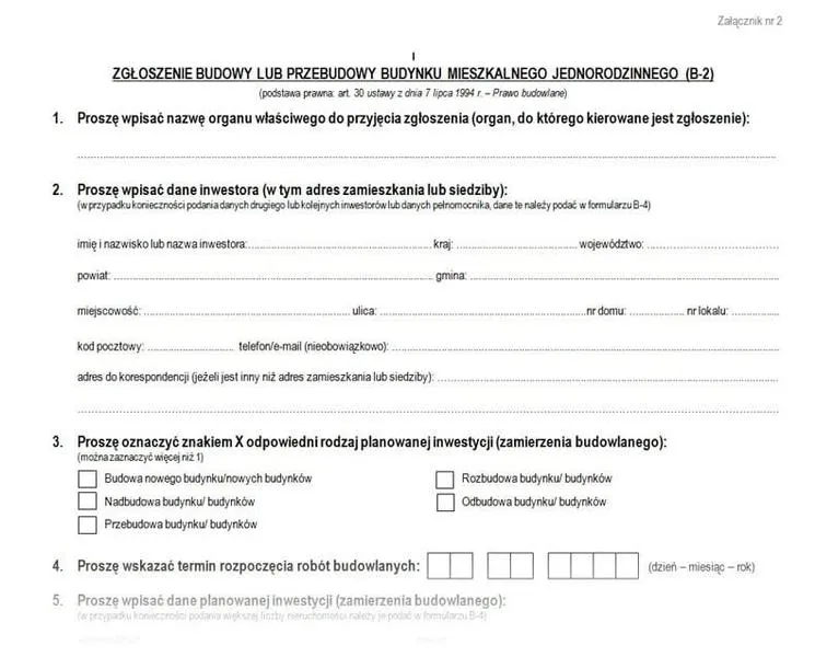 Koszty zgłoszenia budowy